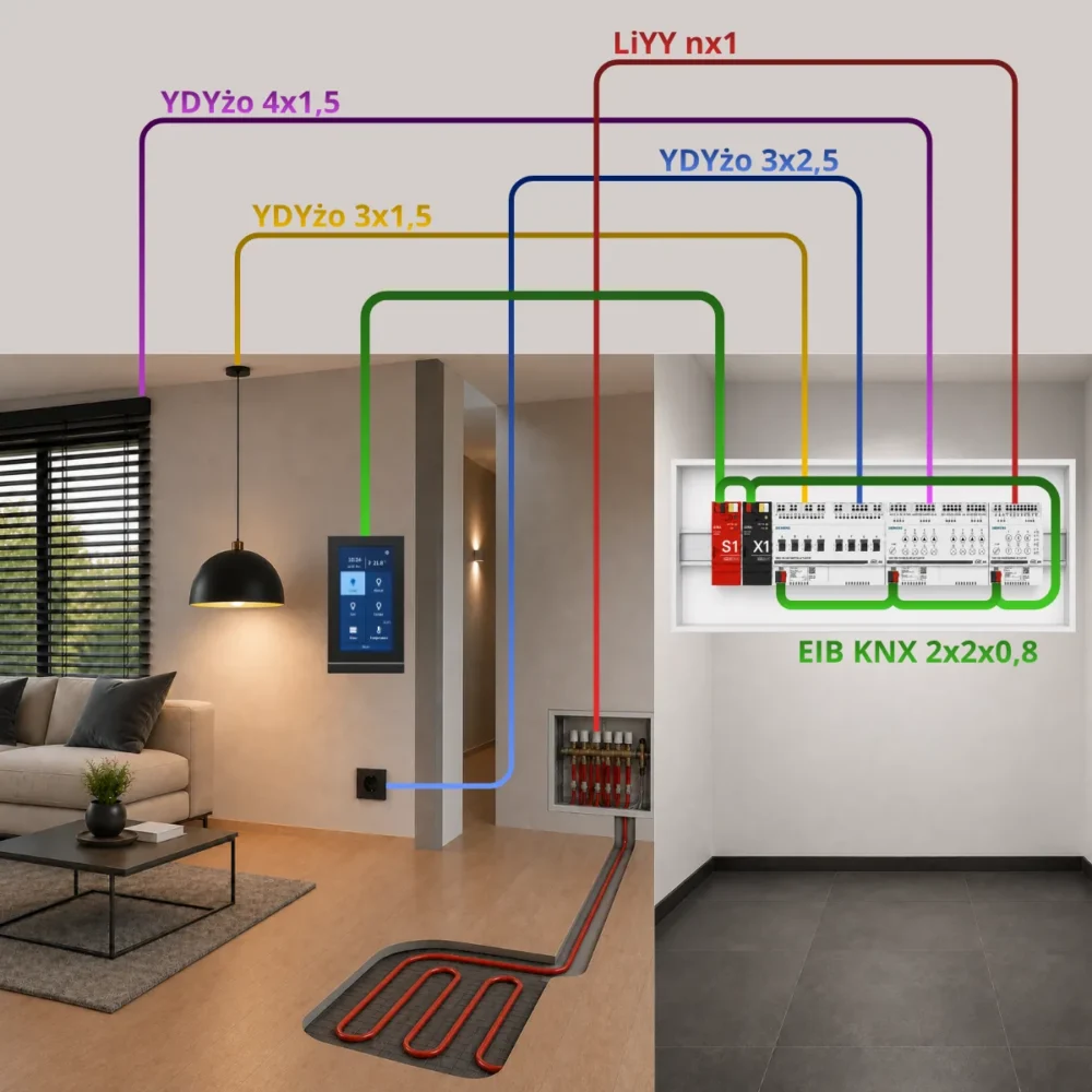 Okablowanie KNX - wytyczne doboru przewodów dla elektryka